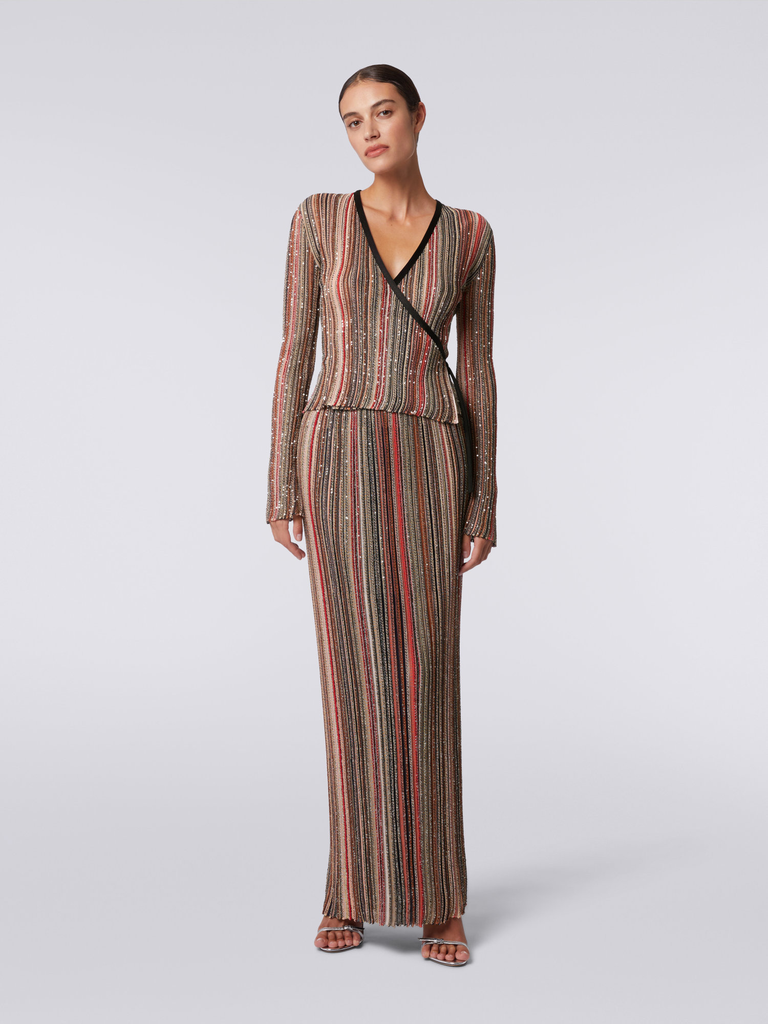 MISSONI STRIPED SEQUINED WRAP JUMPER