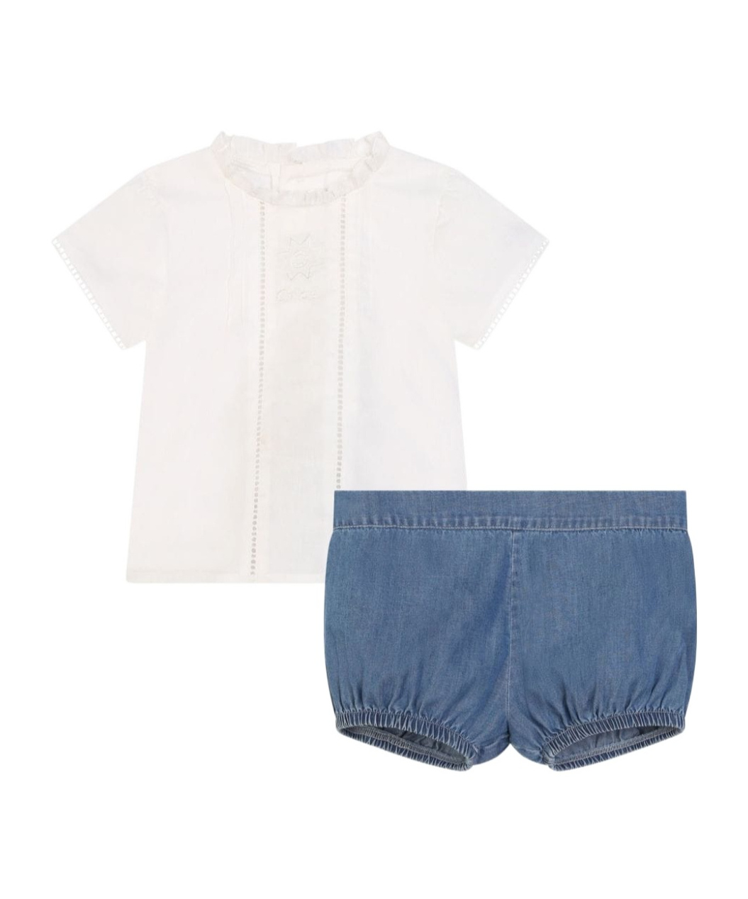 Chloé Short-sleeved Shirt And Shorts Suit In White