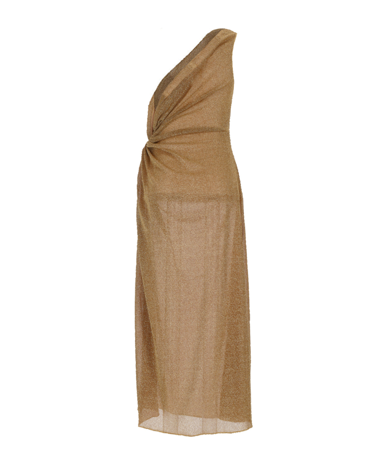 Shop Oseree Oséree Lumière One-shoulder Asymmetric Sleeveless Dress In Brown