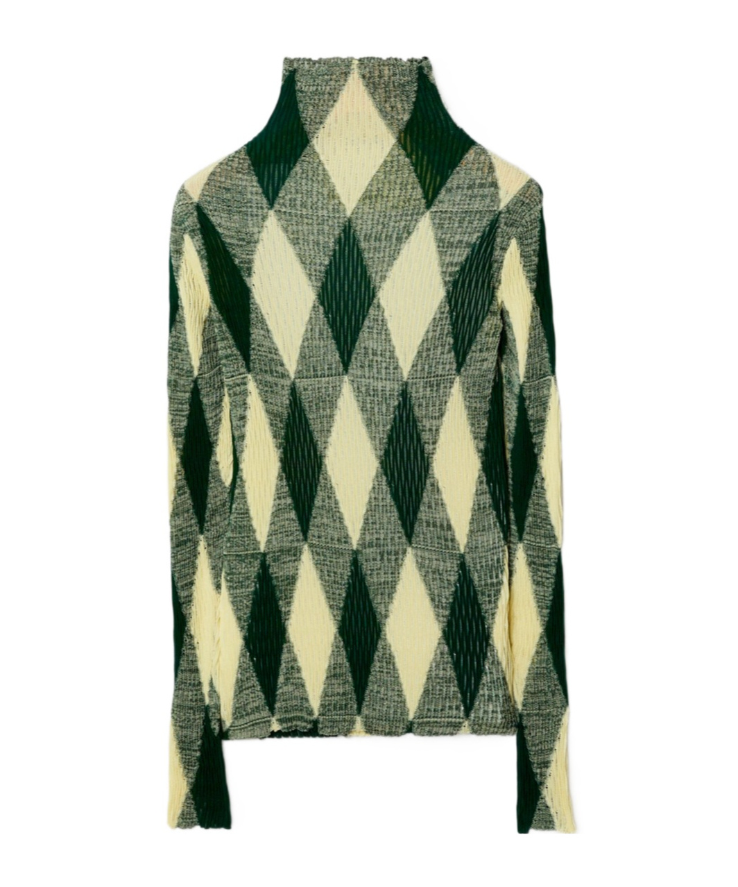 Burberry Checked Intarsia Cotton And Silk-blend Turtleneck Sweater In Green
