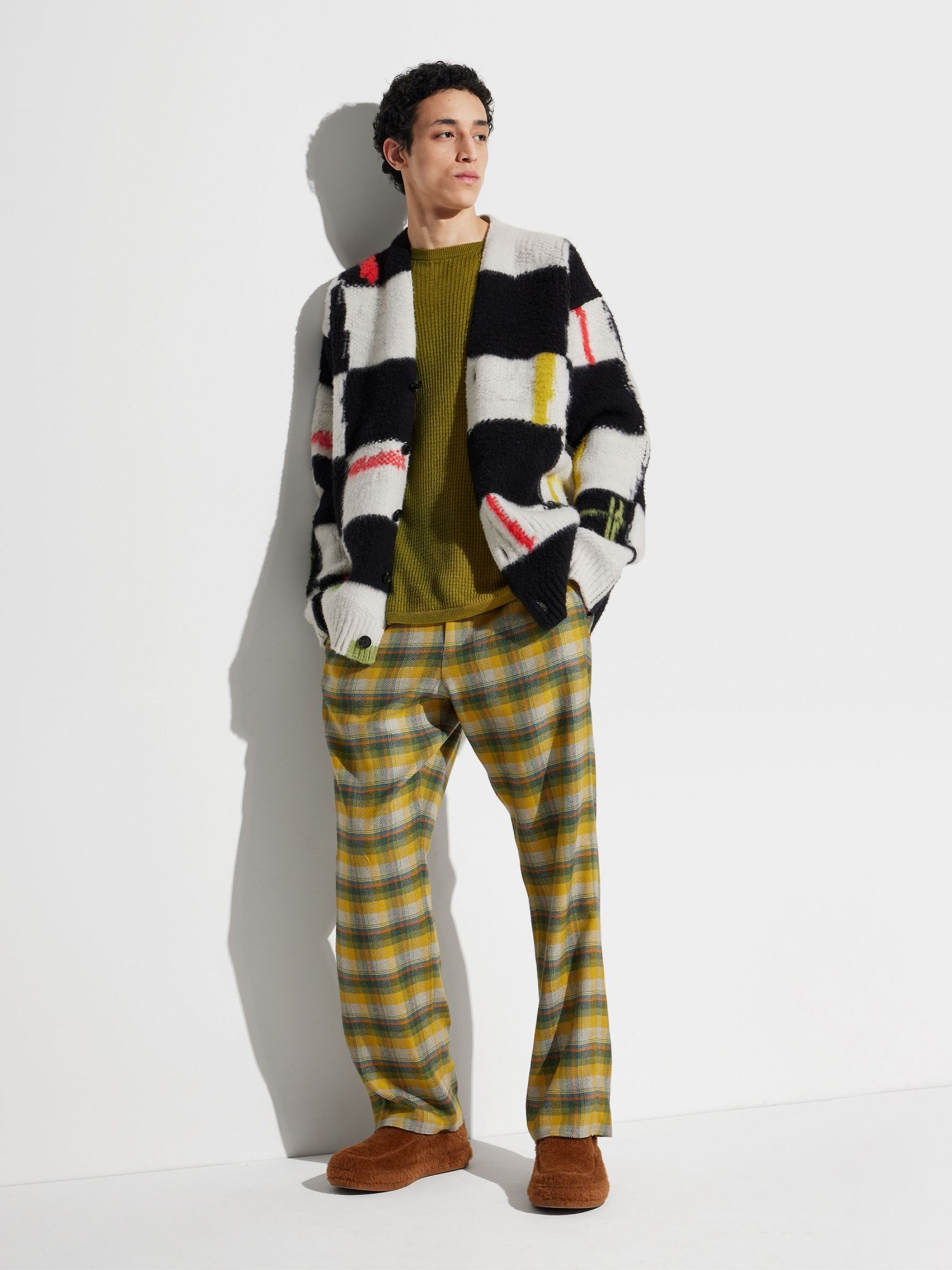 Shop Zegna Check-print Knitted Track Pants In Green