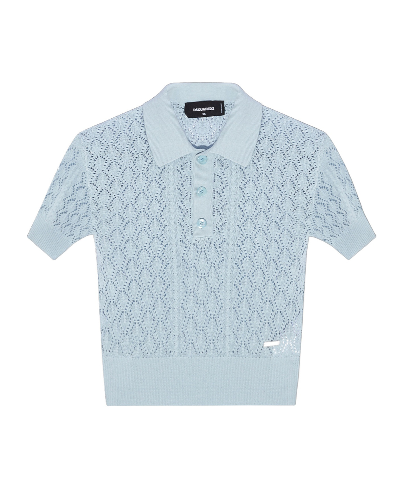 Dsquared2 Short-sleeved Open-knitted Cropped Top In Blue