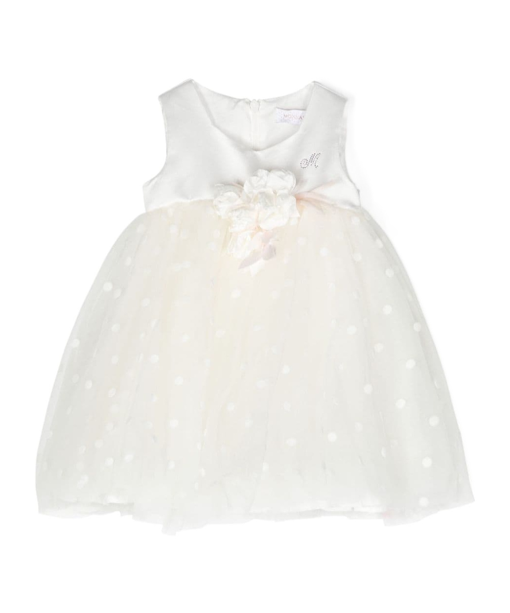 Monnalisa Flocked Tulle Flared Dress In White