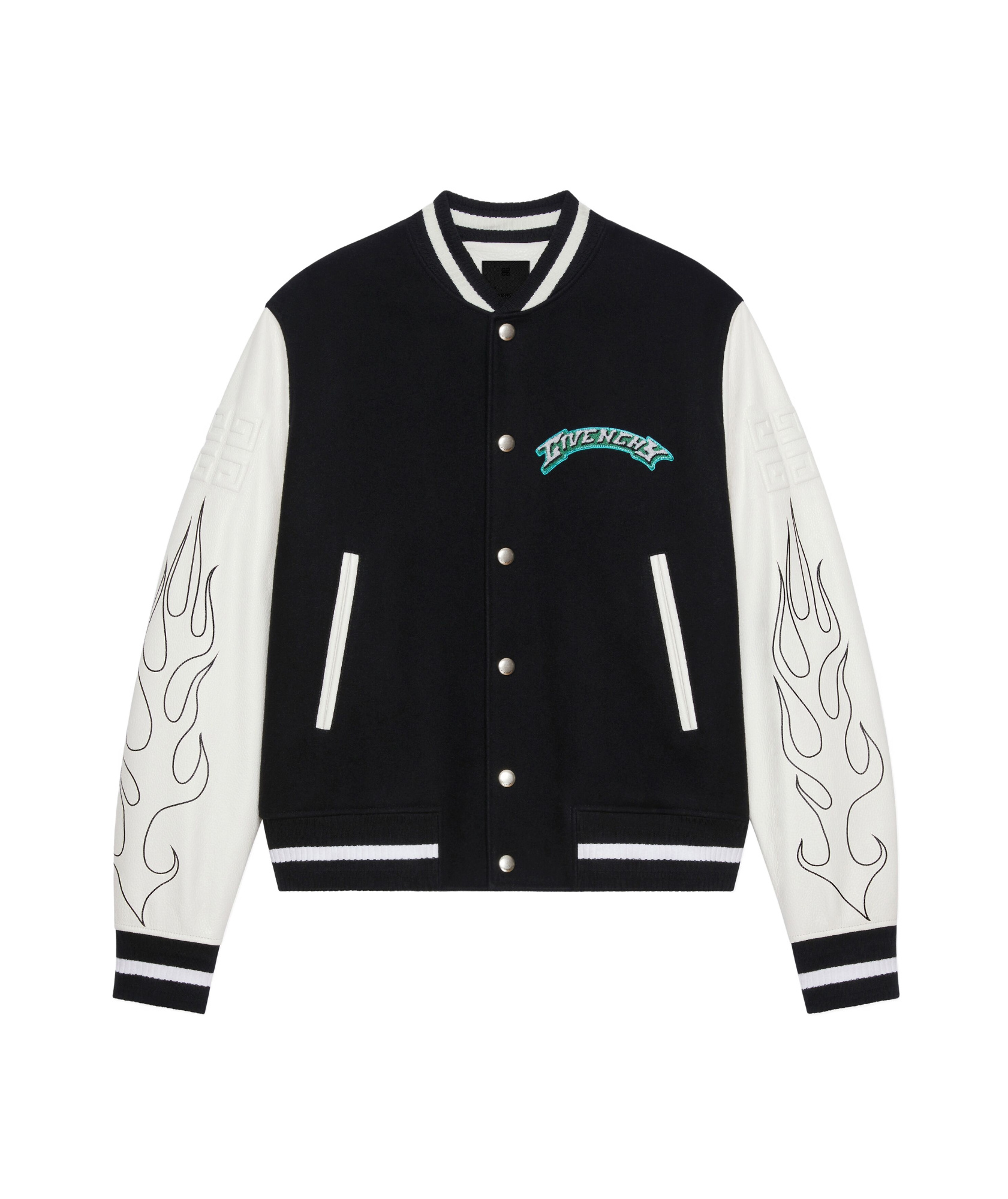 Givenchy Wool And Leather Bomber Jacket In Black