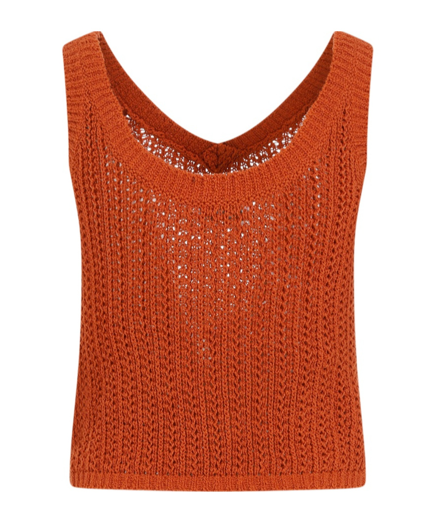 Max Mara Hollowed-out Knitted Vest In Orange
