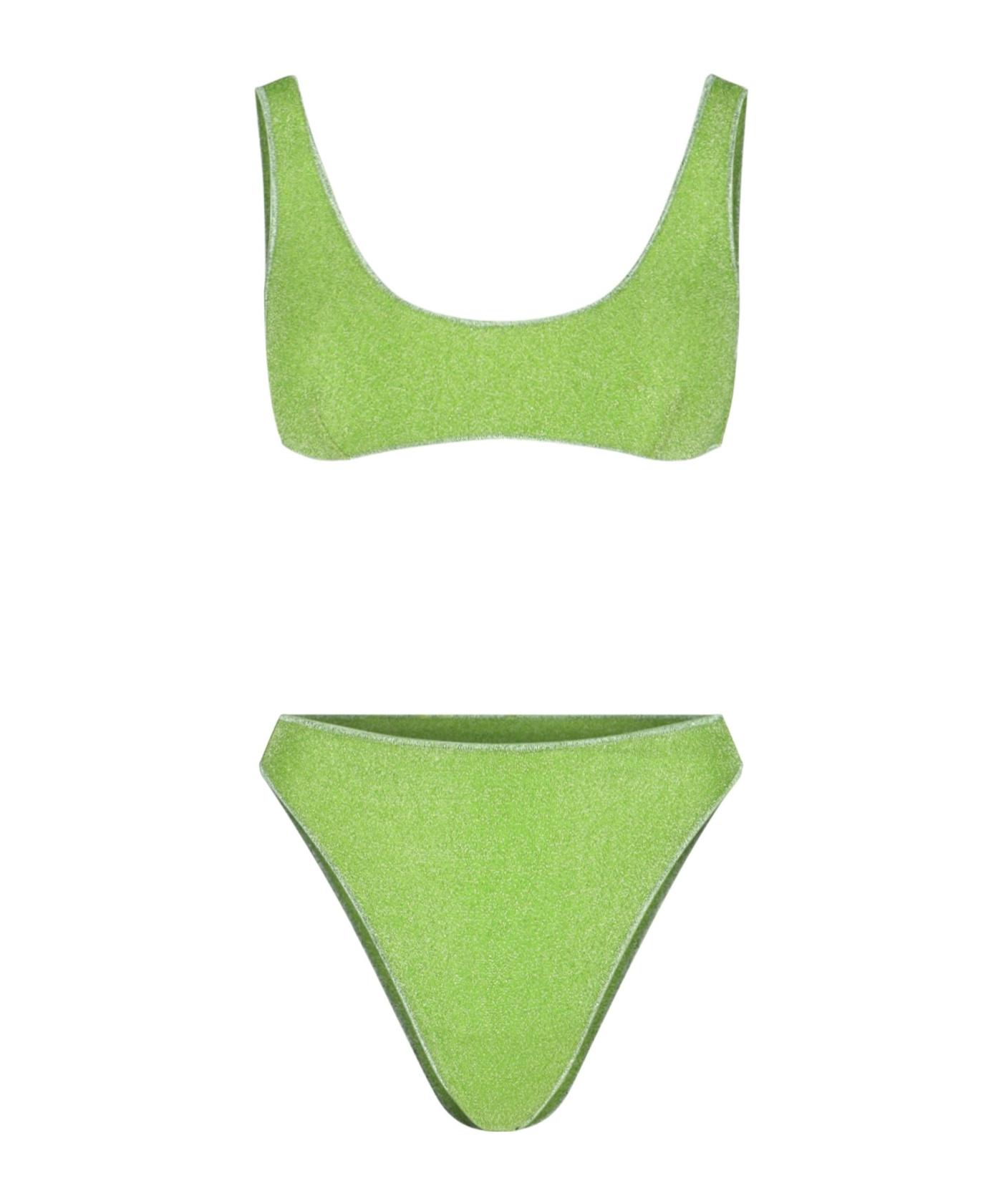 Oseree Oséree Lumiere 90s Glittered Bikini Set In Green