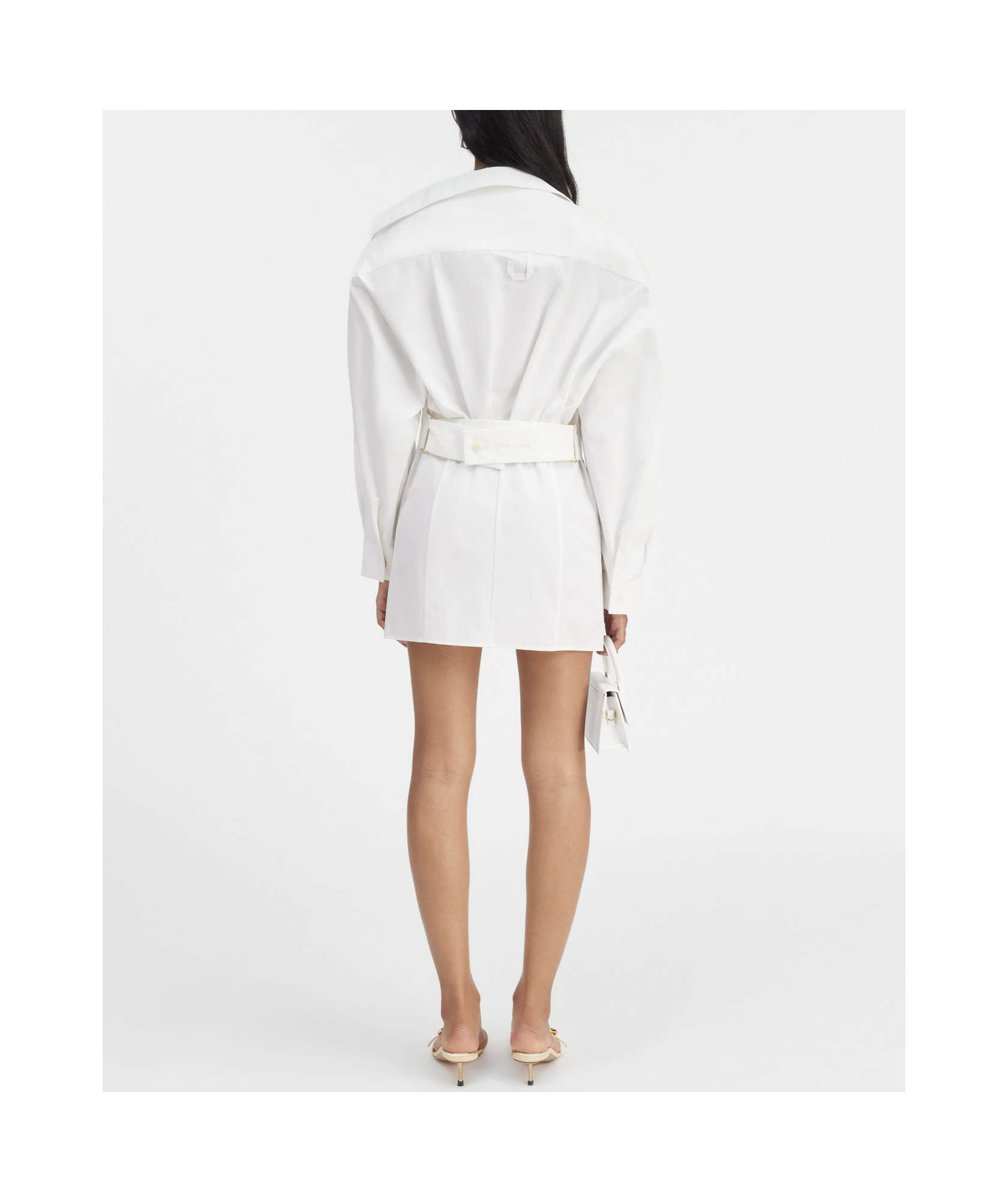 Jacquemus Les Sculptures Dropped Shoulder La Mini Robe Chemisier Dress In White