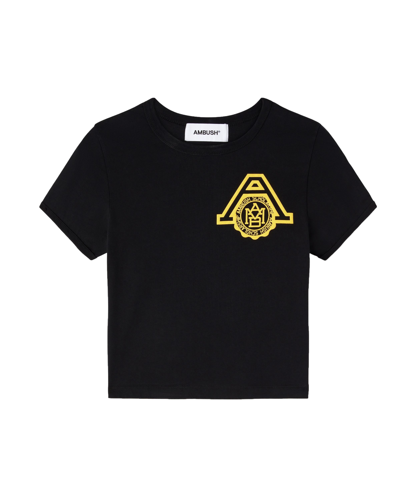 Ambush Cropped Ribbed Cotton T-shirt With Short Sleeves In Black