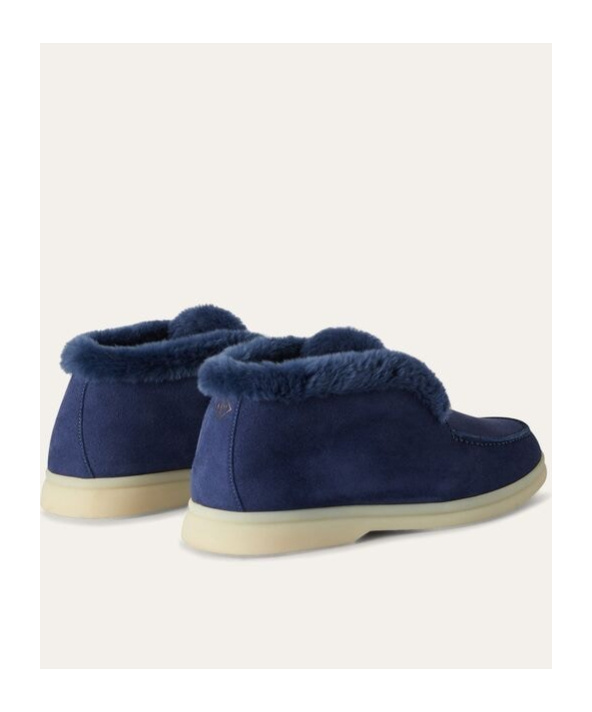 Loro Piana Open Walk Short Ankle Boots In Midnight Blue