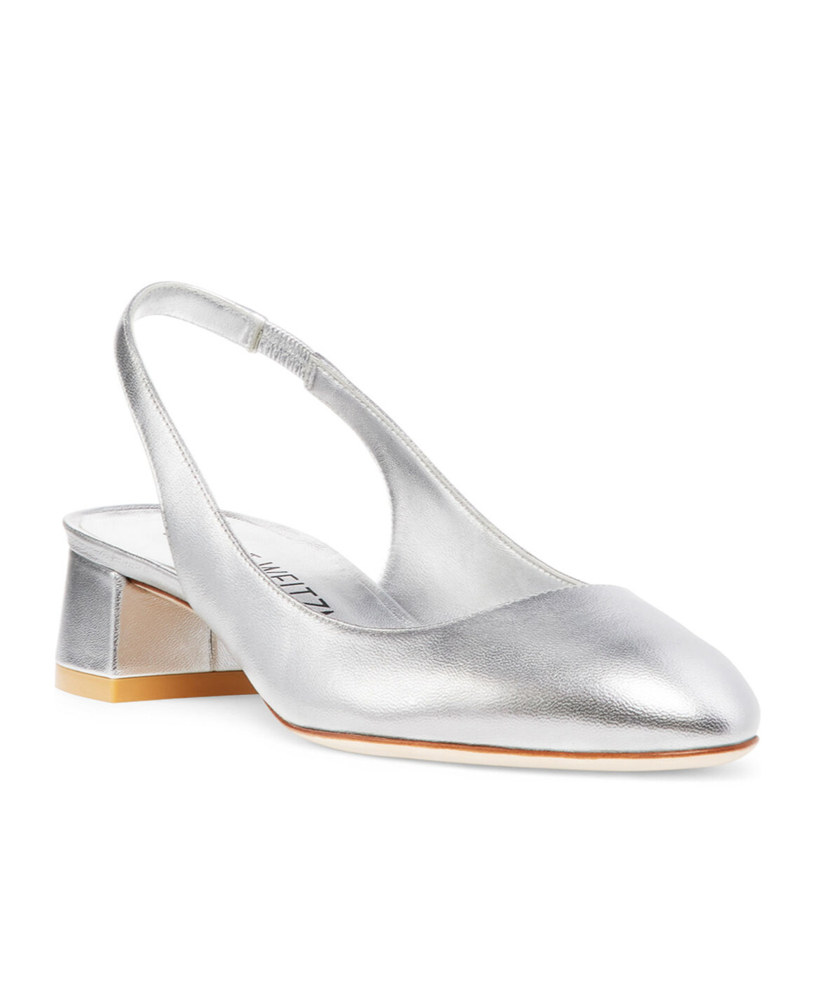 Stuart Weitzman Maeve Metallic Slingback Ballerina Pumps In White