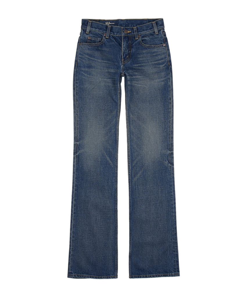 Celine Low Waist Horn Jeans In Blue