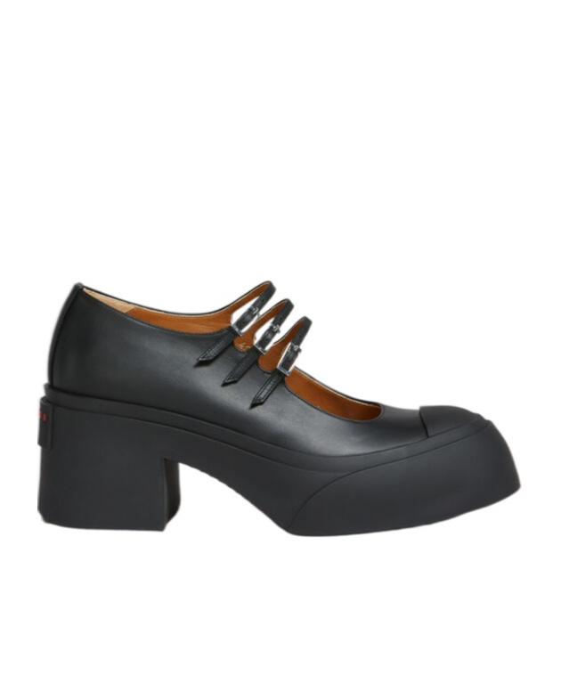 Shop Marni Black Leather Pablo Triple-buckle Mary Jane Shoe