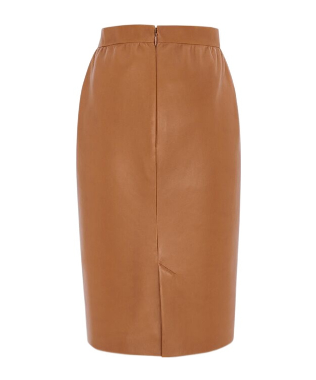 Saint Laurent High-rise Leather Pencil Skirt In Brown