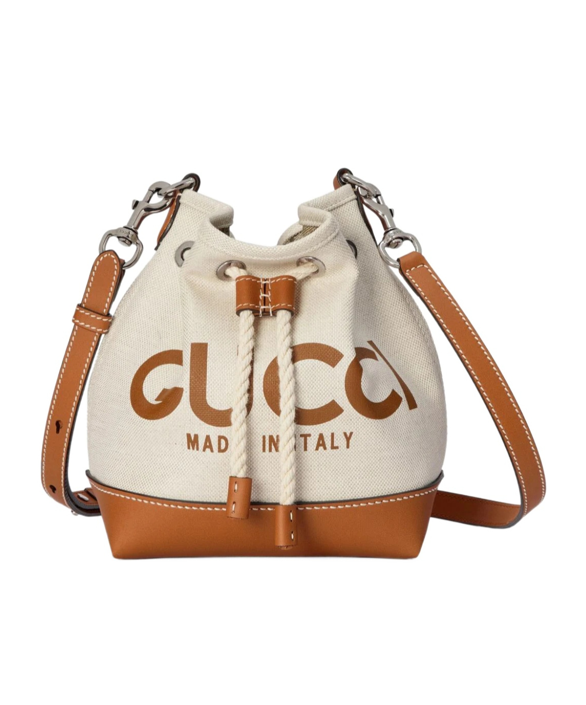 Gucci Logo-print Leather-trimmed Shoulder Bag In Nude