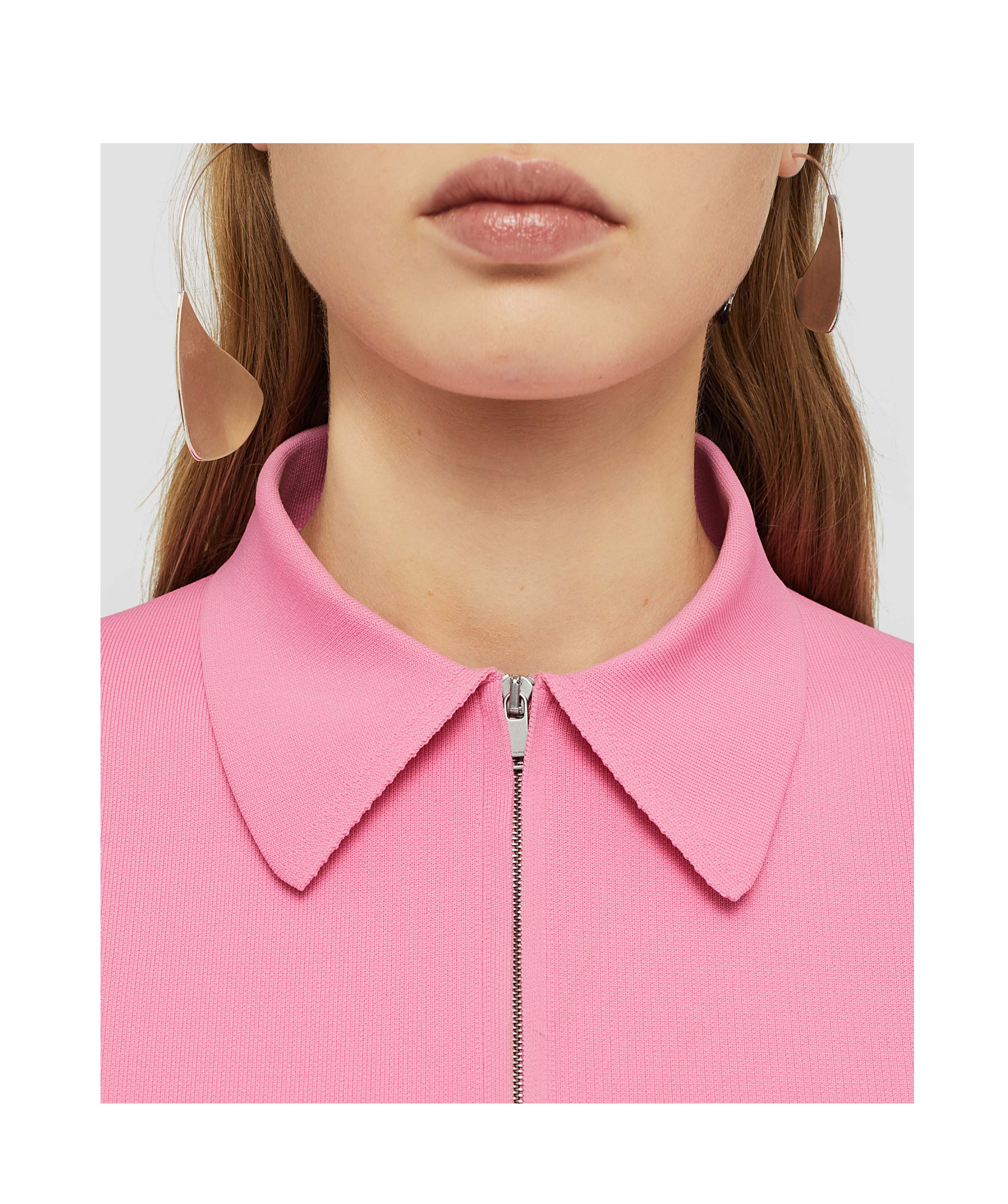 Jil Sander Zipped Polo Shirt In Pink