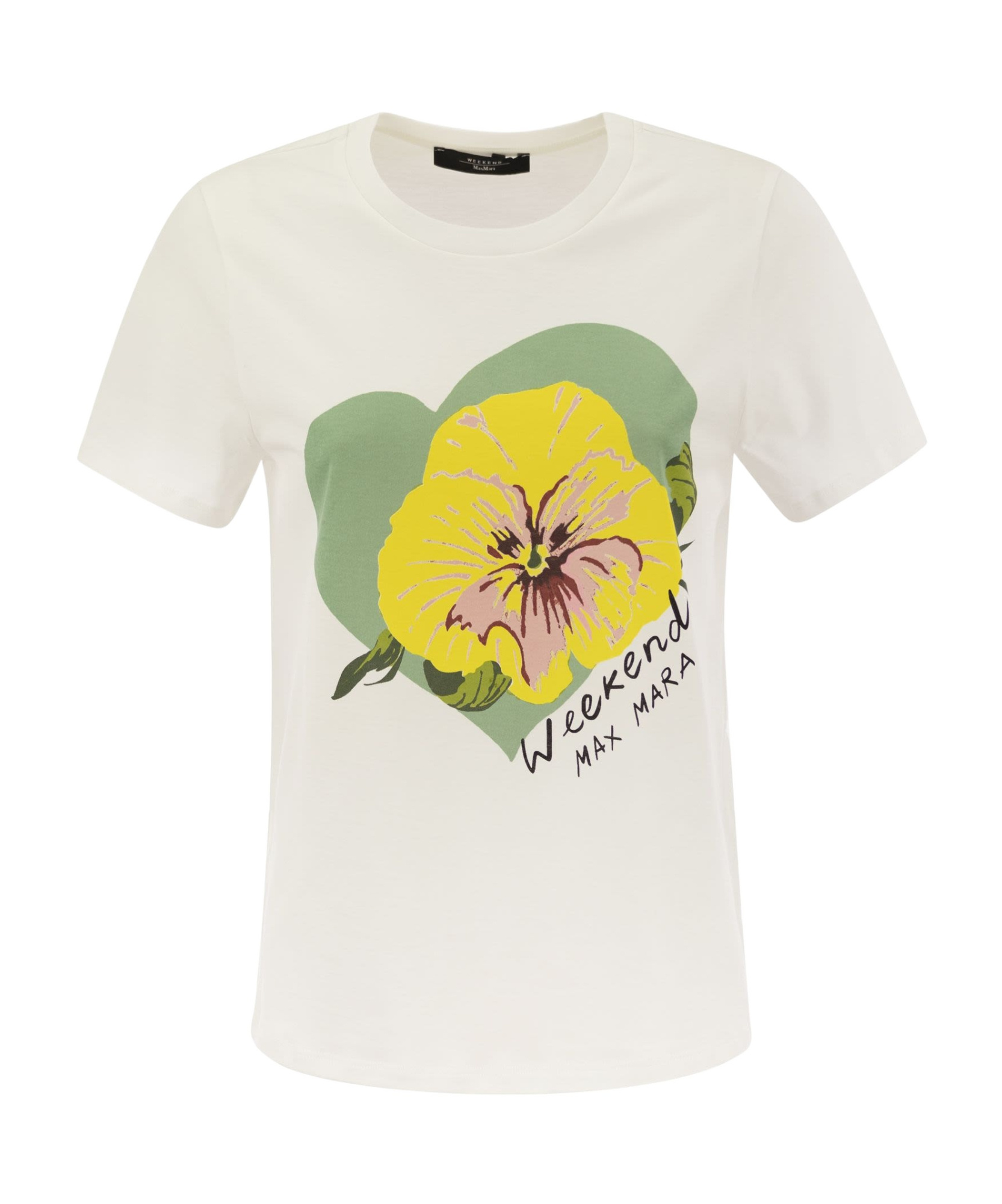 Weekend Max Mara Yen Cotton Jersey T Shirt In White
