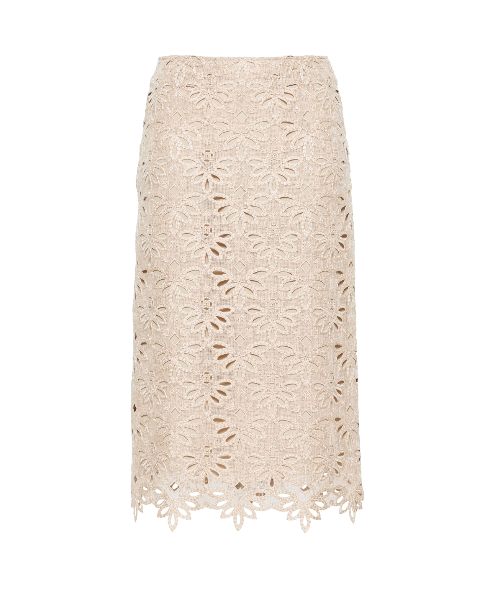 Ermanno Scervino Embroidered Cut-out Detailed Midi Skirt In Nude