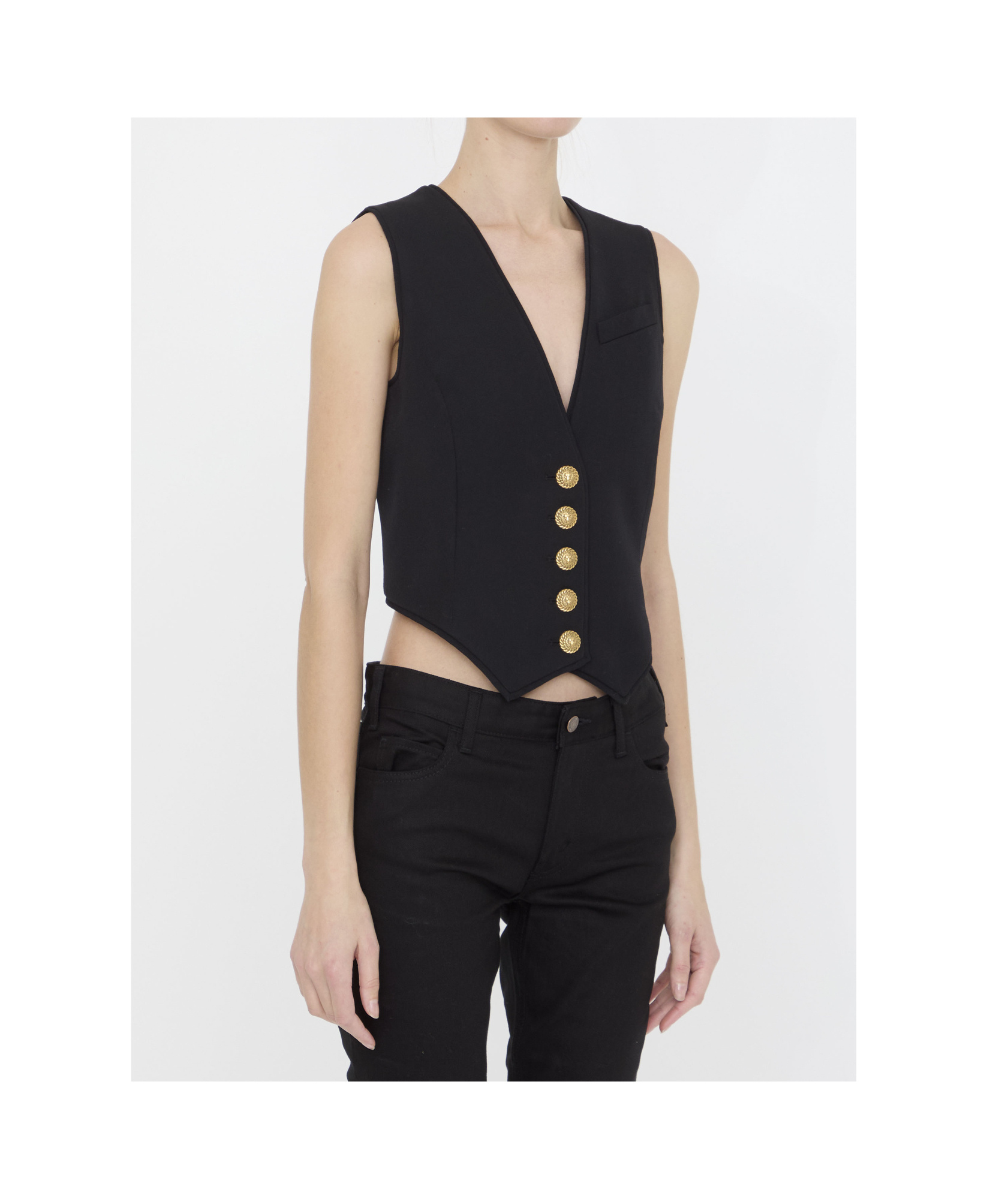 BALMAIN SLEEVELESS JACKET WITH BUTTONS