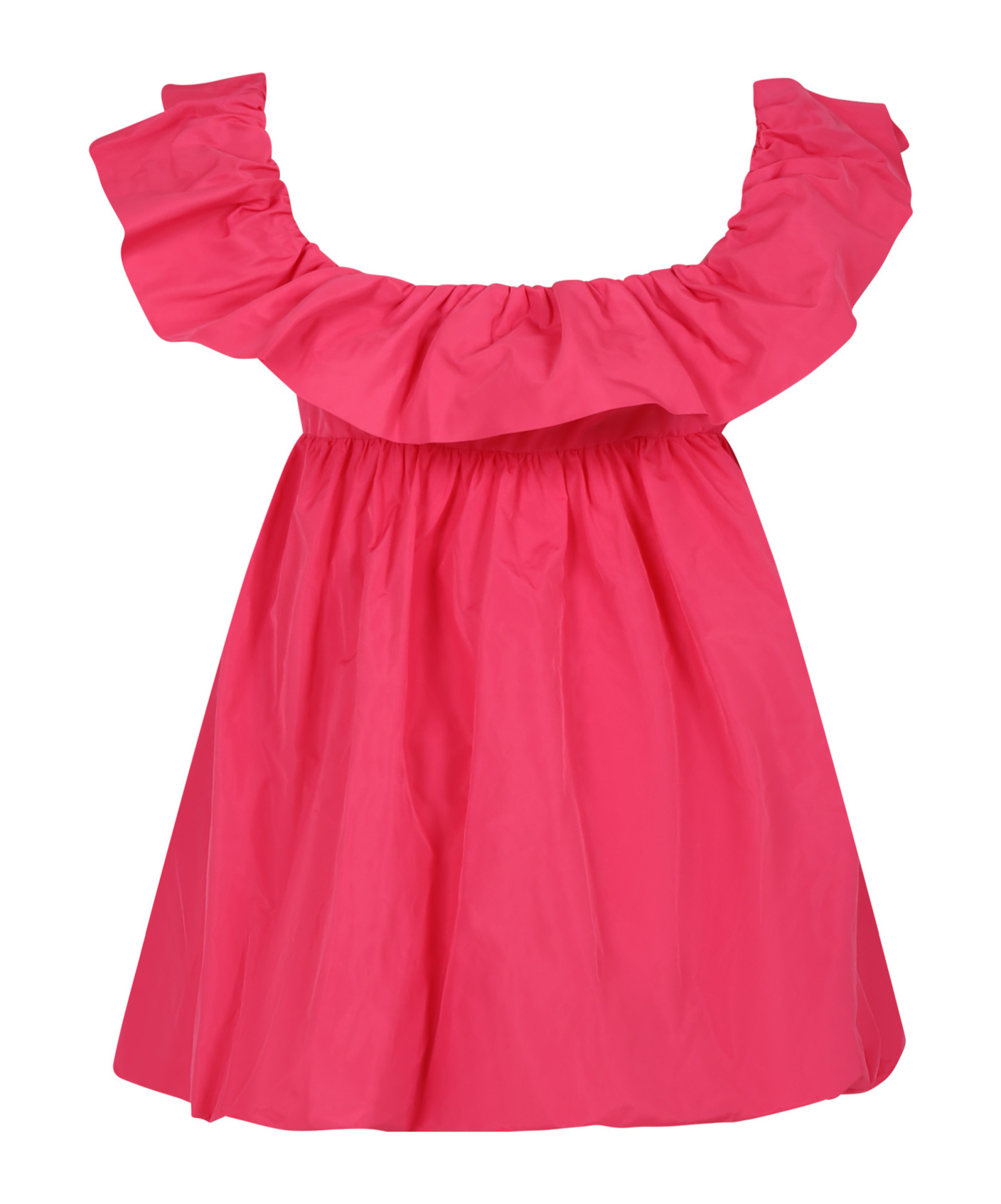 MSGM LOGO-EMBROIDERED TAFFETA DRESS