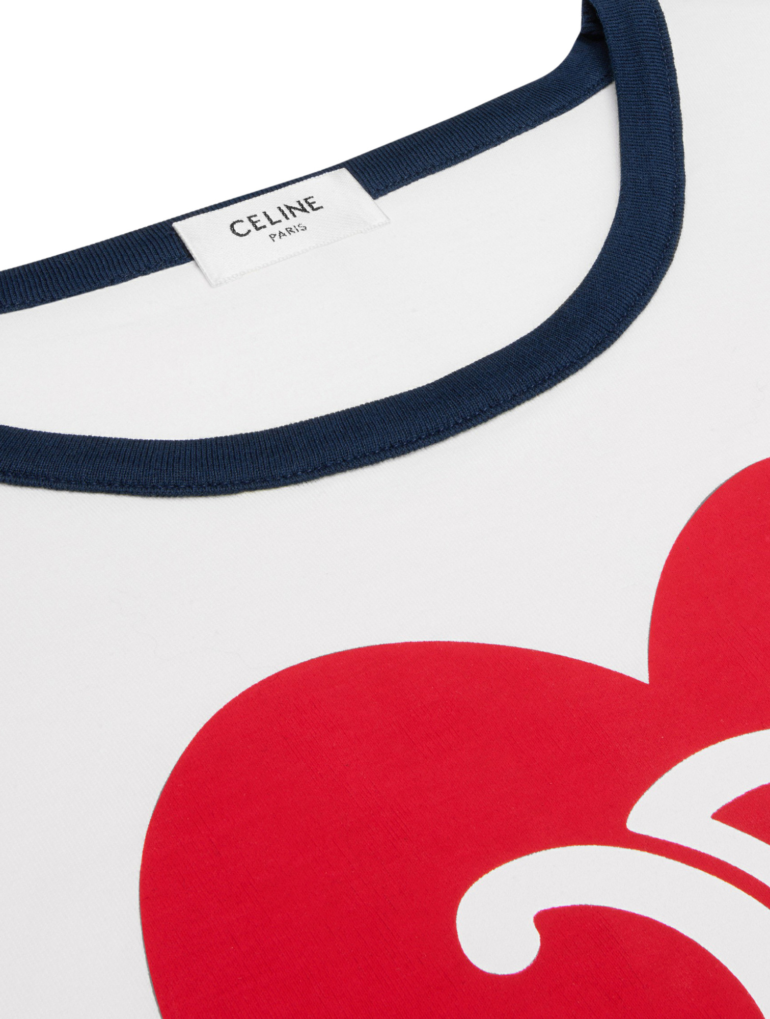 Celine Triumphant Heart Cotton Plain Knitted T-shirt In White