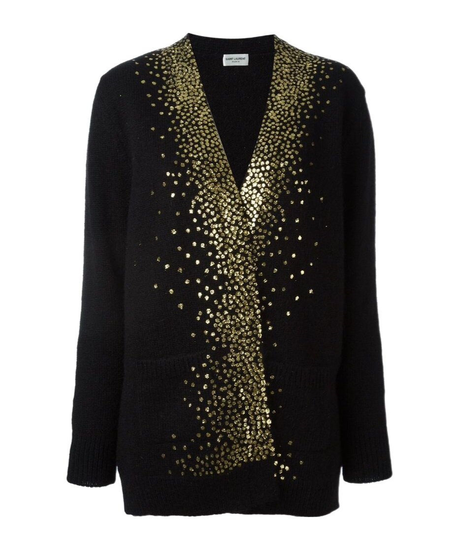 Saint Laurent V-neck Knitted Cardigan In Black