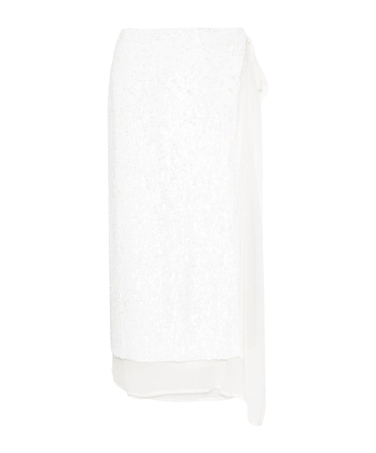 P.a.r.o.s.h Layered Sequin Wrap Midi Skirt In White