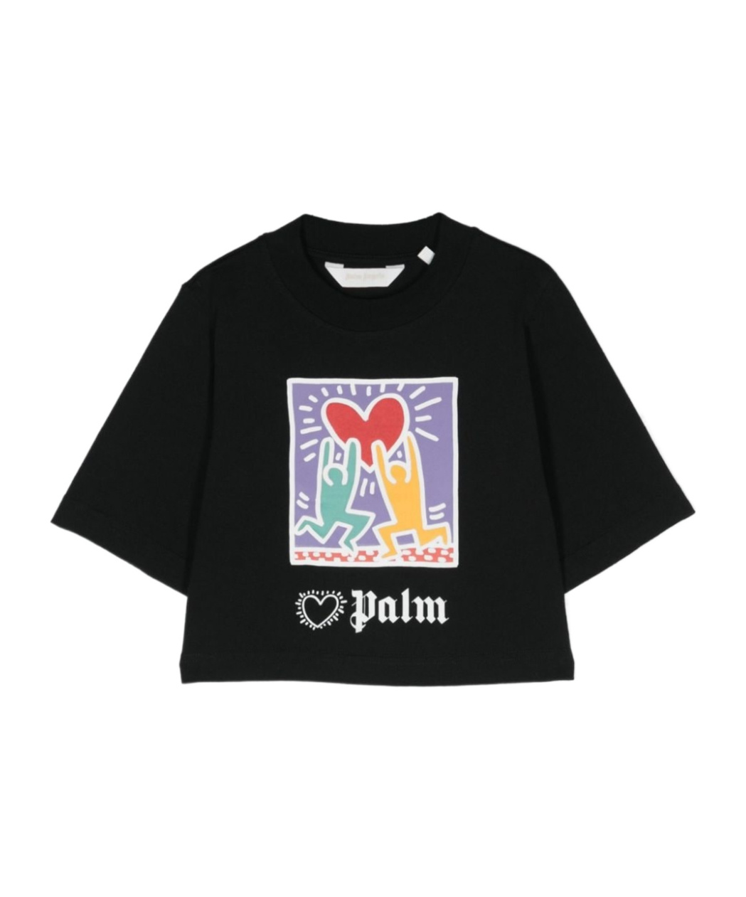 Palm Angels X Keith Haring Cropped-t-shirt Mit Print In Black
