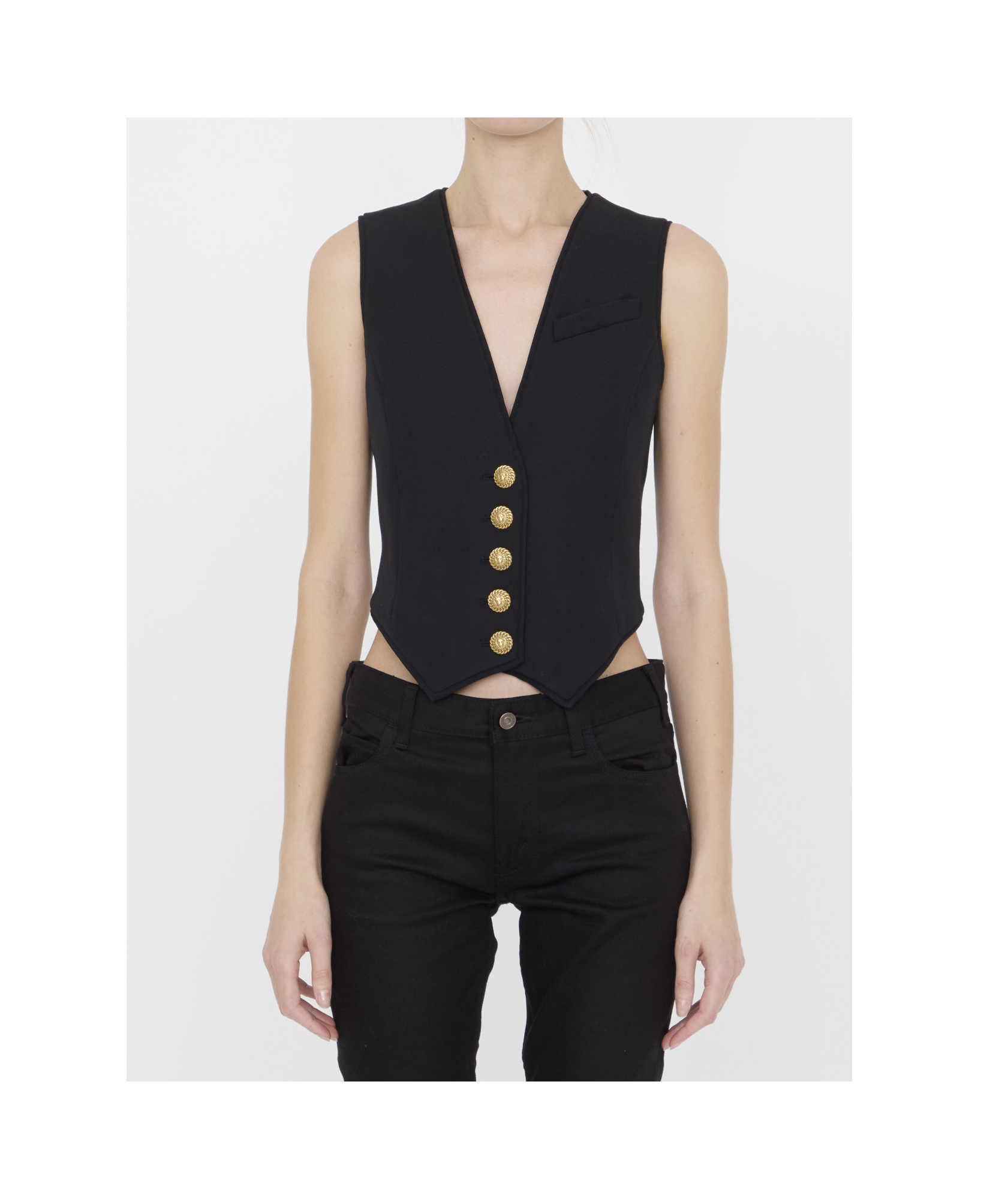 BALMAIN SLEEVELESS JACKET WITH BUTTONS
