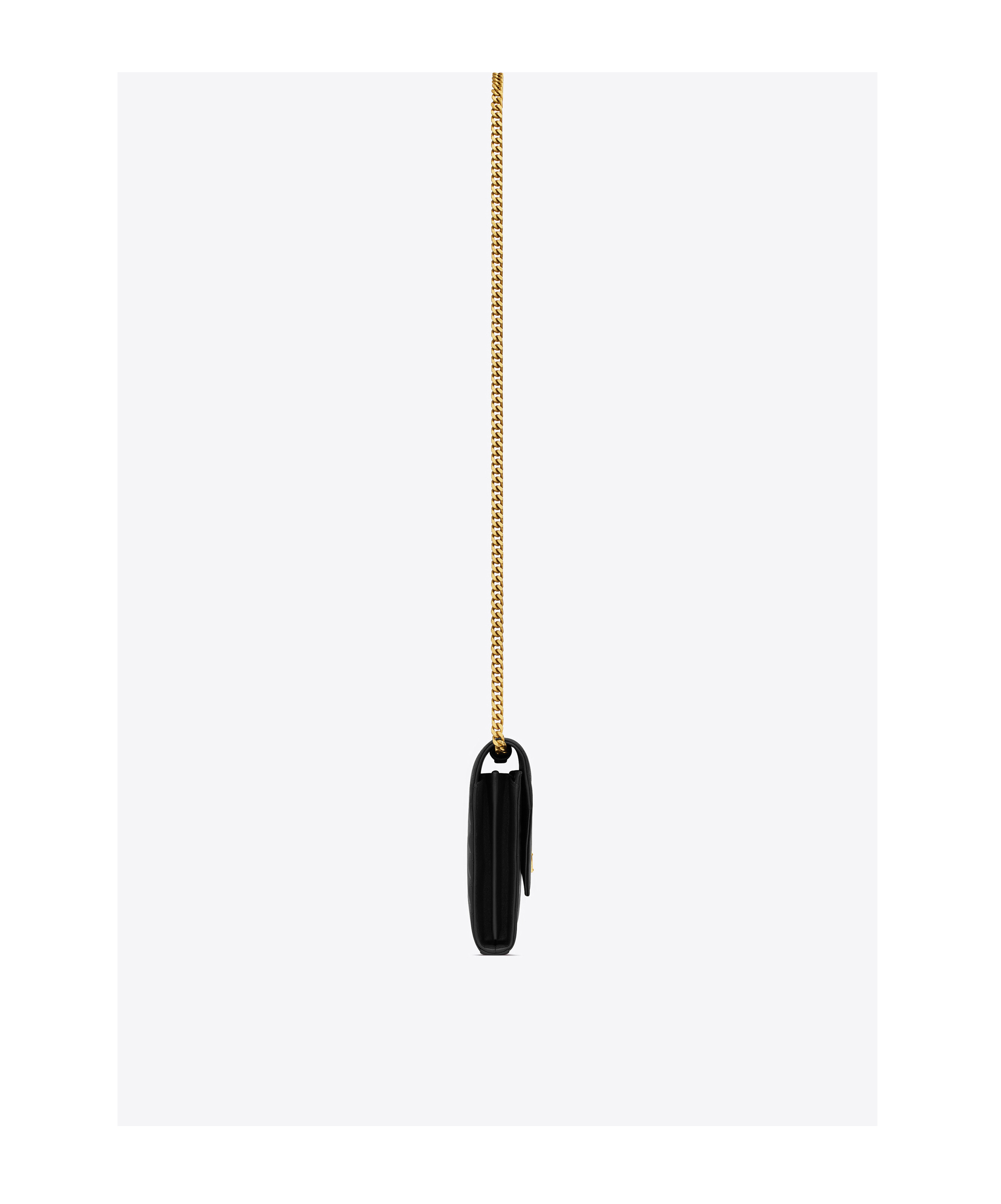 Saint Laurent Cassandre Envelope Leather Chain Wallet In Green