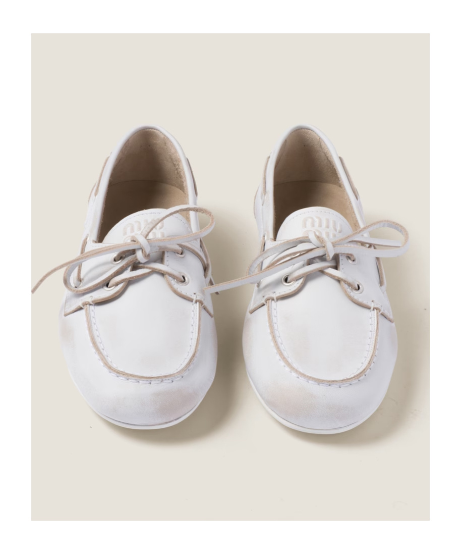 Miu Miu Boat Shoe In White