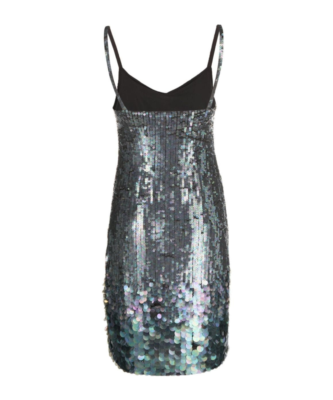 P.a.r.o.s.h Mini Grey Dress With All-over Multicolor Sequins In Gray