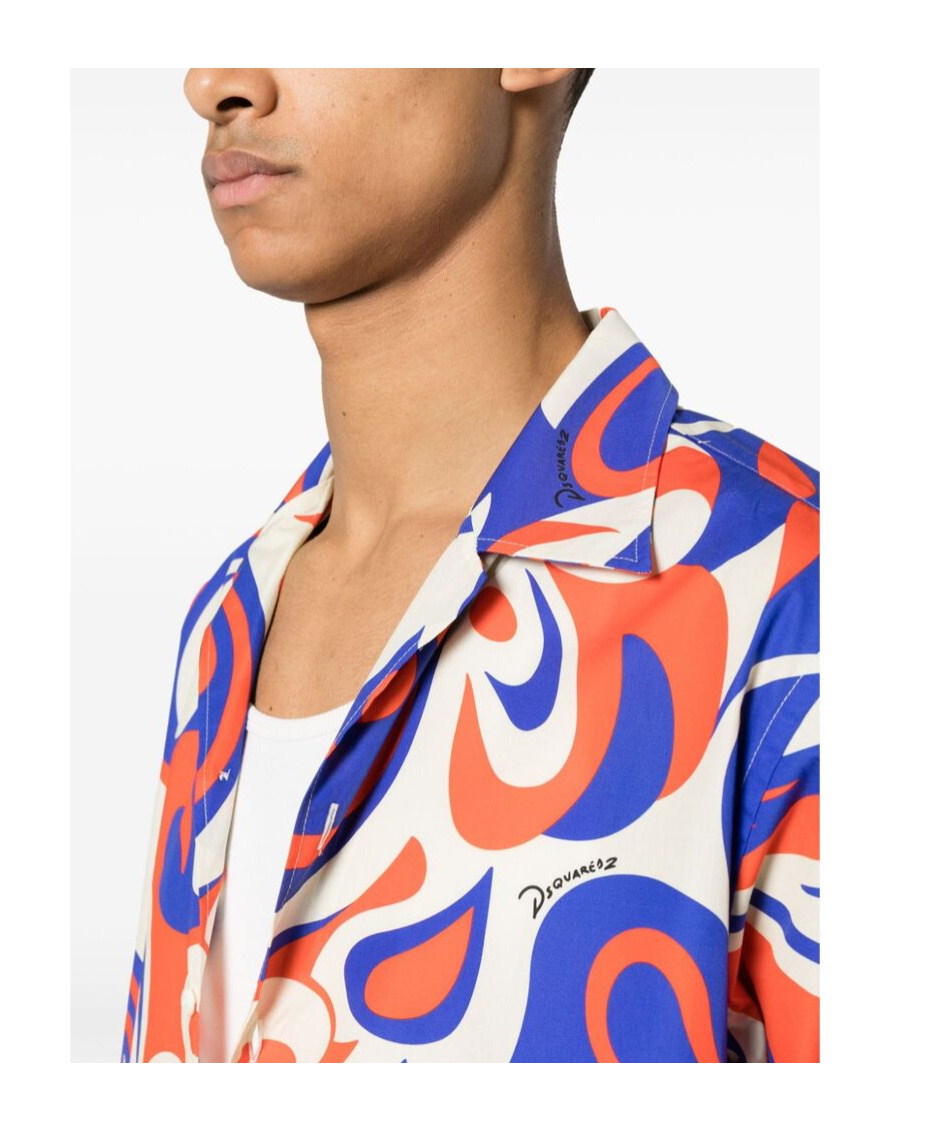 Dsquared2 Short Sleeve Tricolor Printed Shirt In Multi