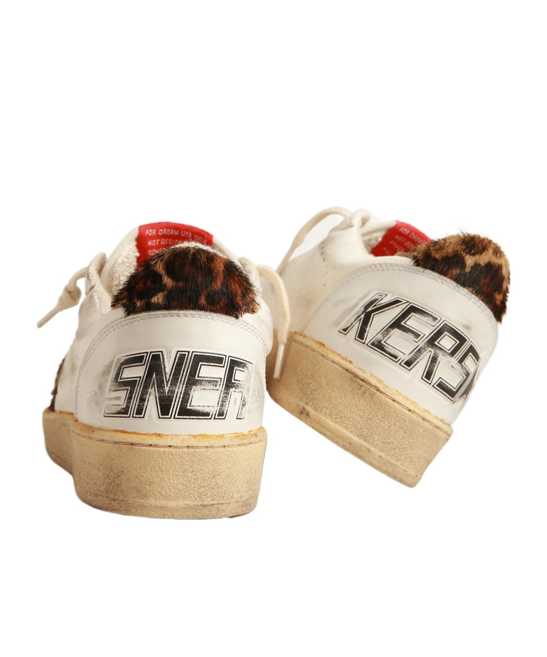 Golden Goose Ball Star In Nappa With Leopard-print Pony Skin Star And Heel Tab In Nude