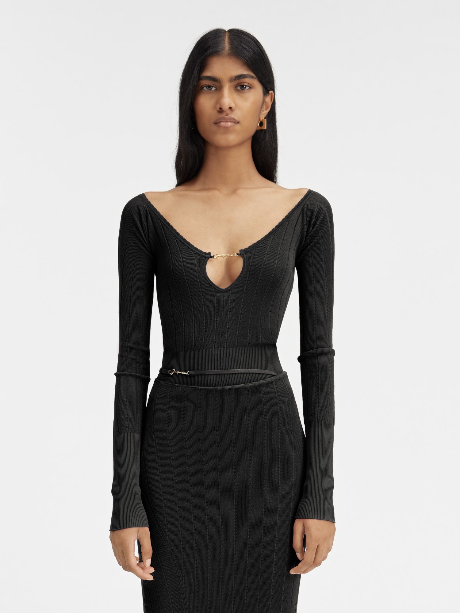 Jacquemus Long-sleeved Top 'le Haut In Black
