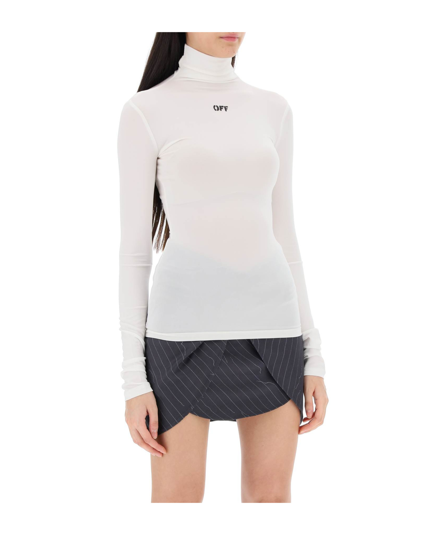 Off-white Off White Funnel Neck T Shirt With Off Logo In White