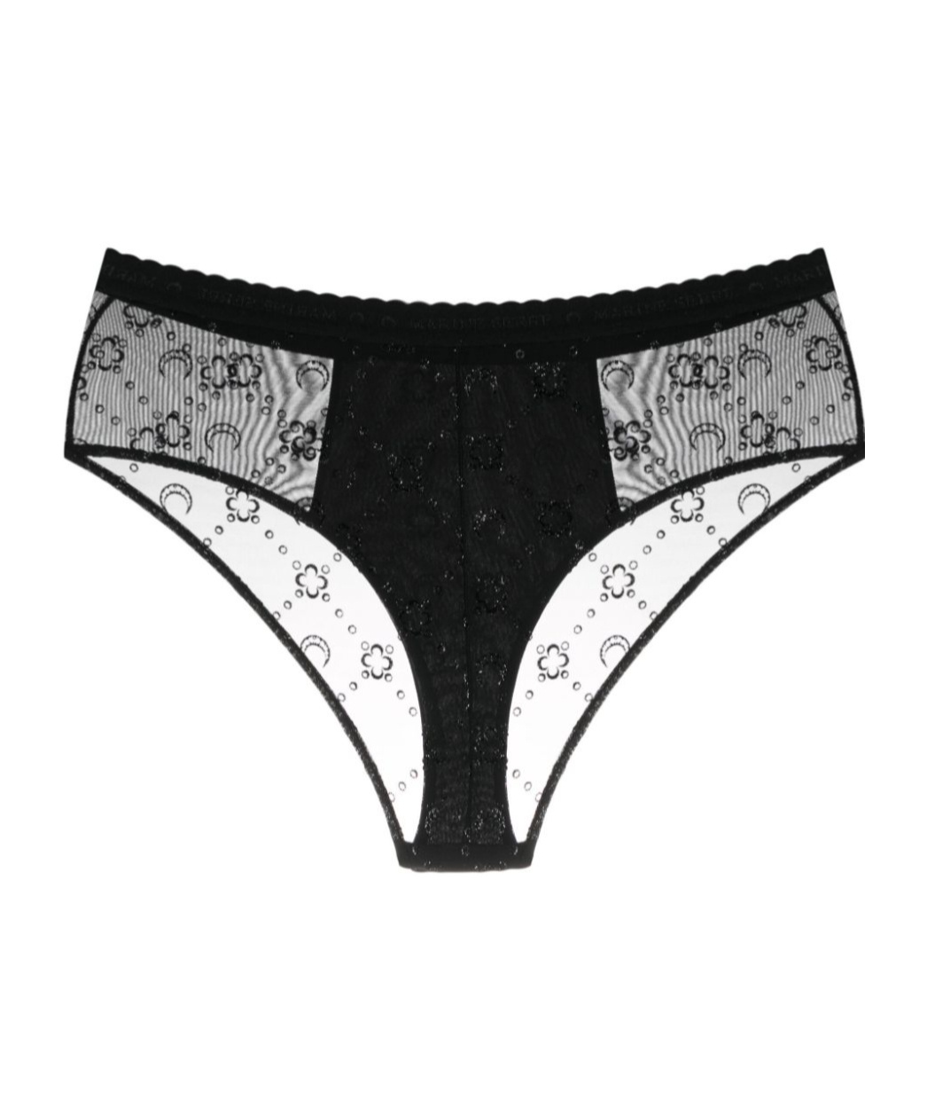 Marine Serre Logo Waistband Mesh Brief In Black