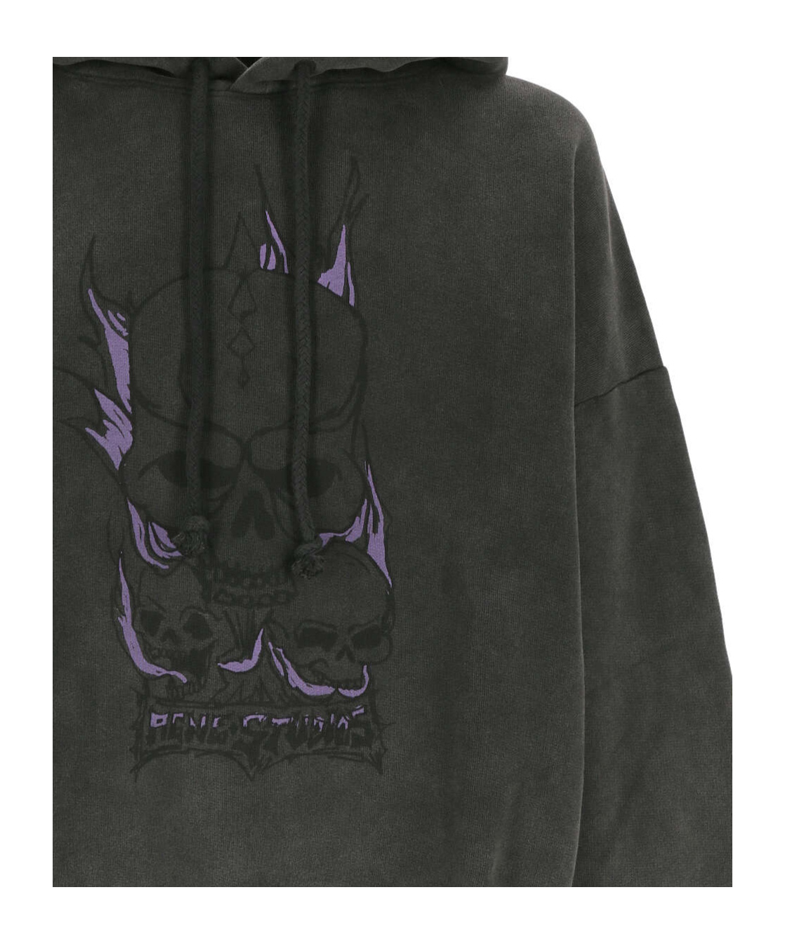 Acne Studios Black Printed Hoodie In Black