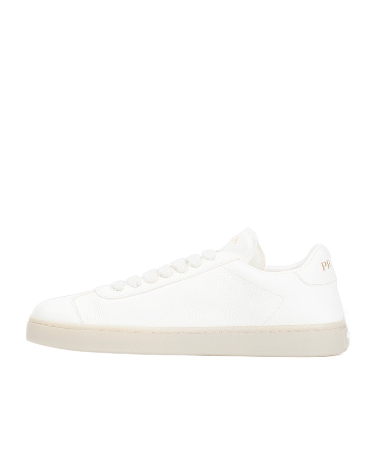 Prada Downtown Leather Sneakers In Nude