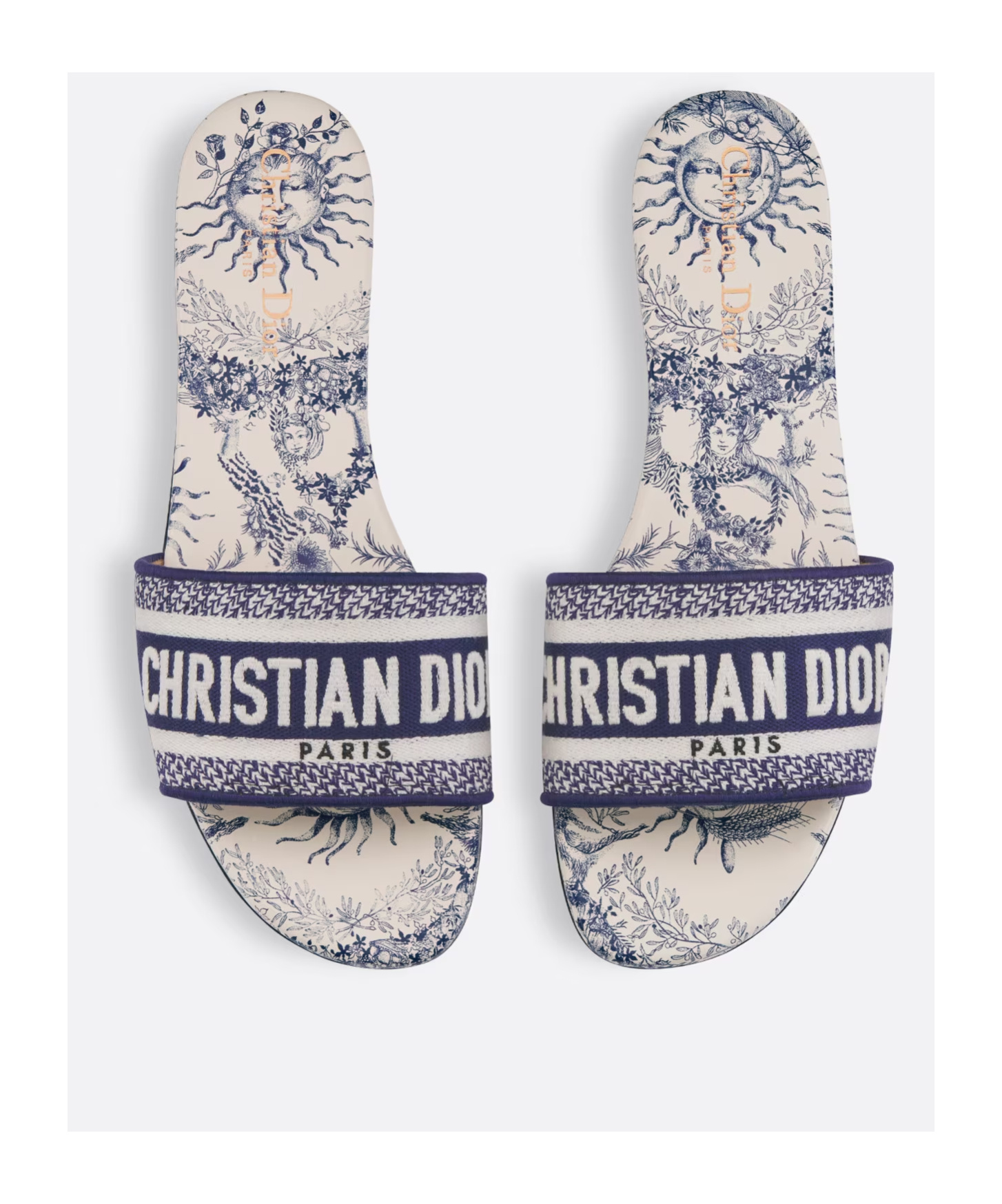 Dior Dway Flat Slippers In White