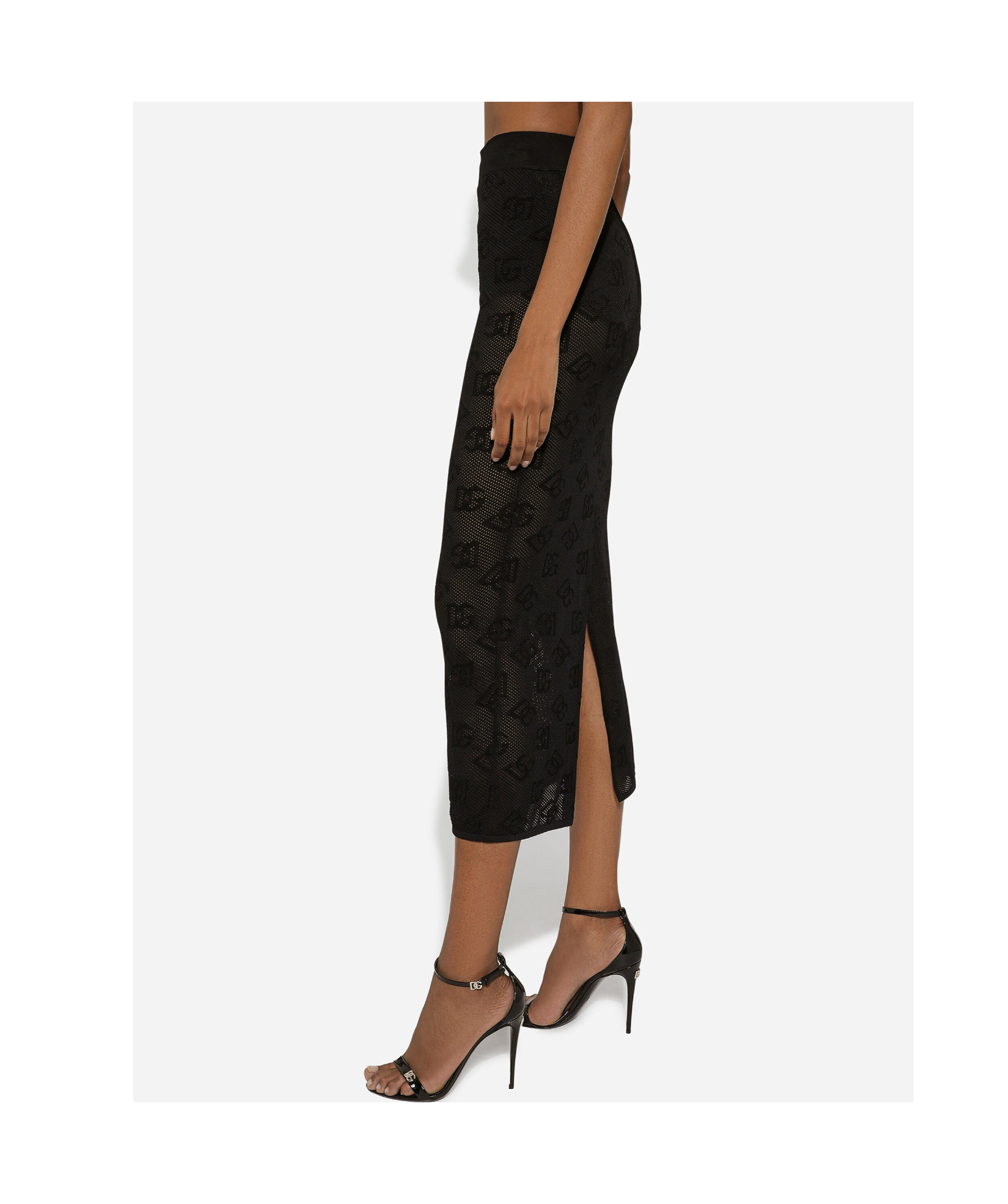 Dolce & Gabbana Dg-jacquard Midi Skirt In Black