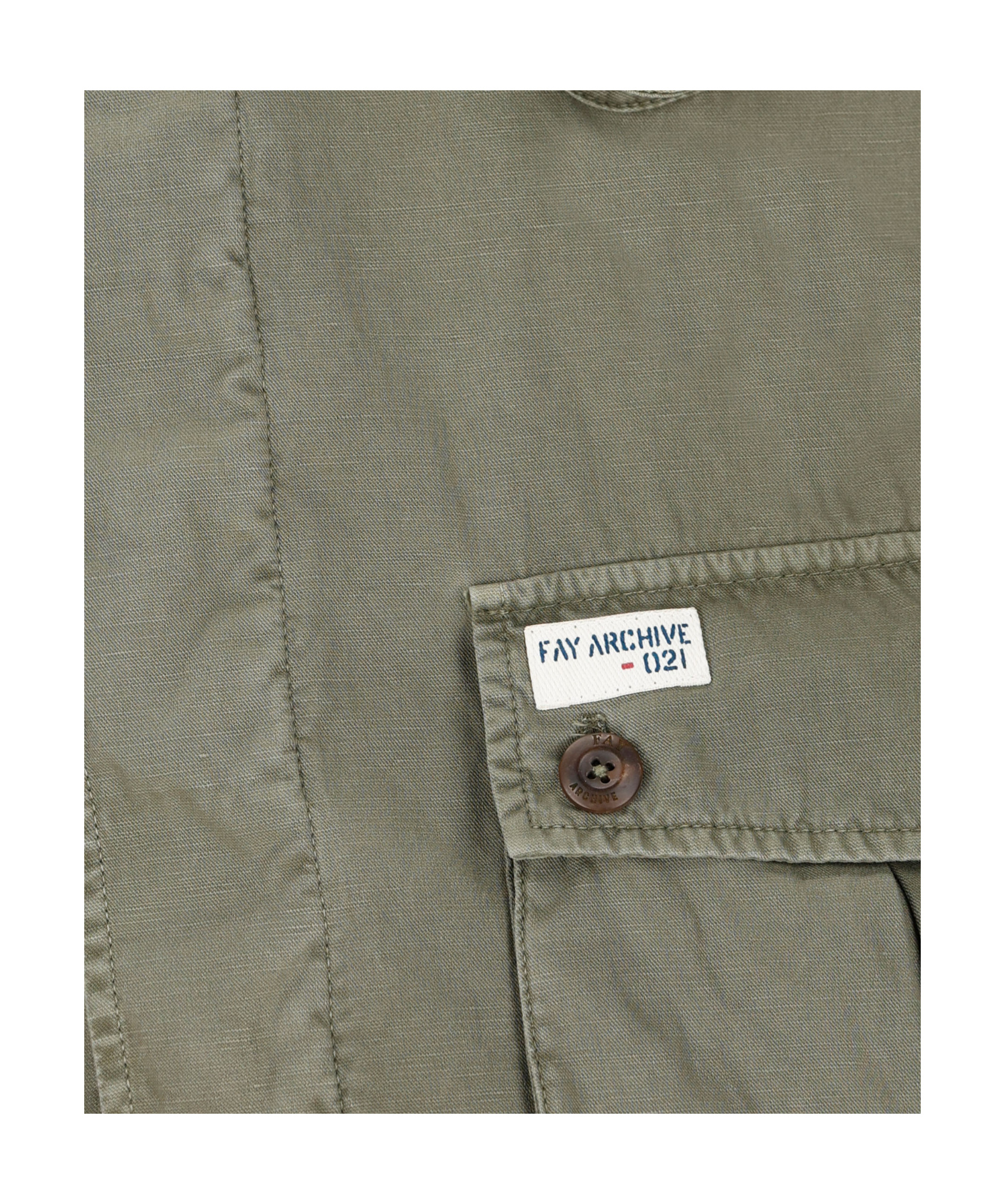 Fay Collared Jacket With Four Front Pockets In Green