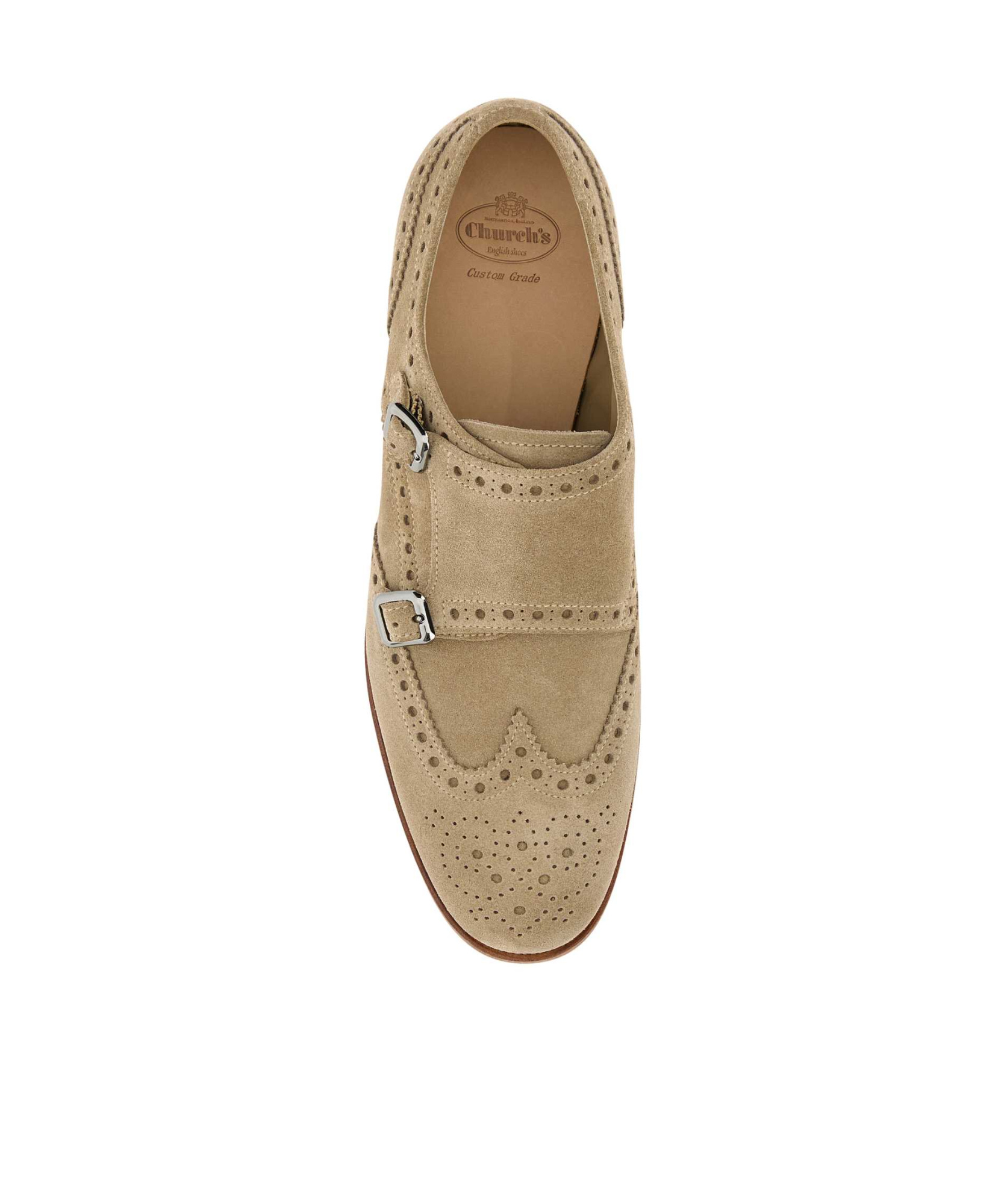 Church's Perforated Suede Monk Shoes In Brown