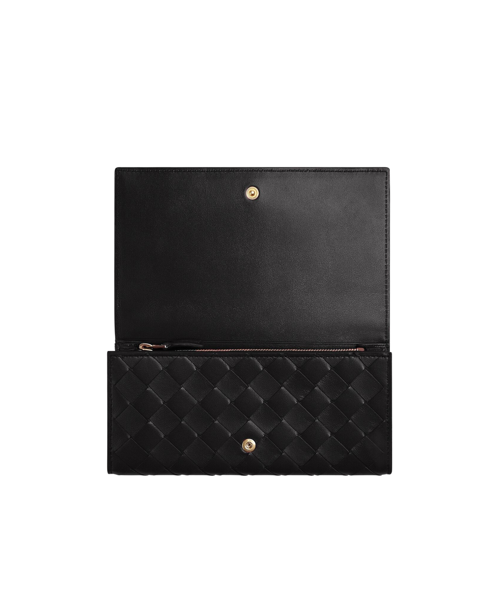 Bottega Veneta Portafoglio Intrecciato Grande Con Patta In Black