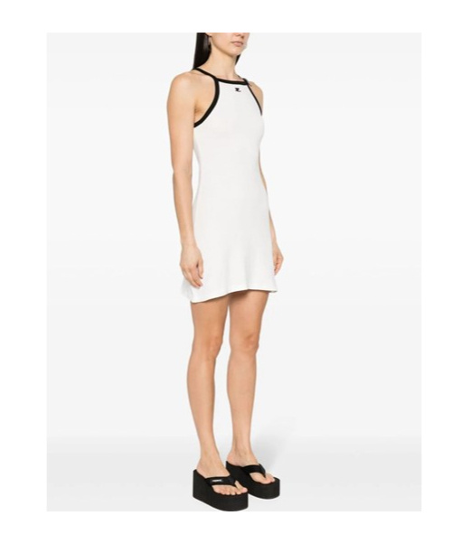 Shop Courrèges Logo-appliqué Mini Dress In White