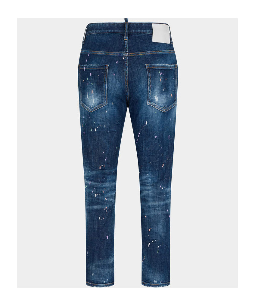 Shop Dsquared2 Paint-splatter Slim-cut Jeans In Blue