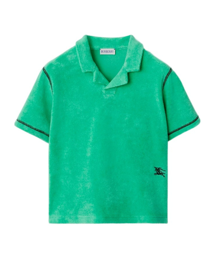 Burberry Ekd Towelling Polo Shirt In Green