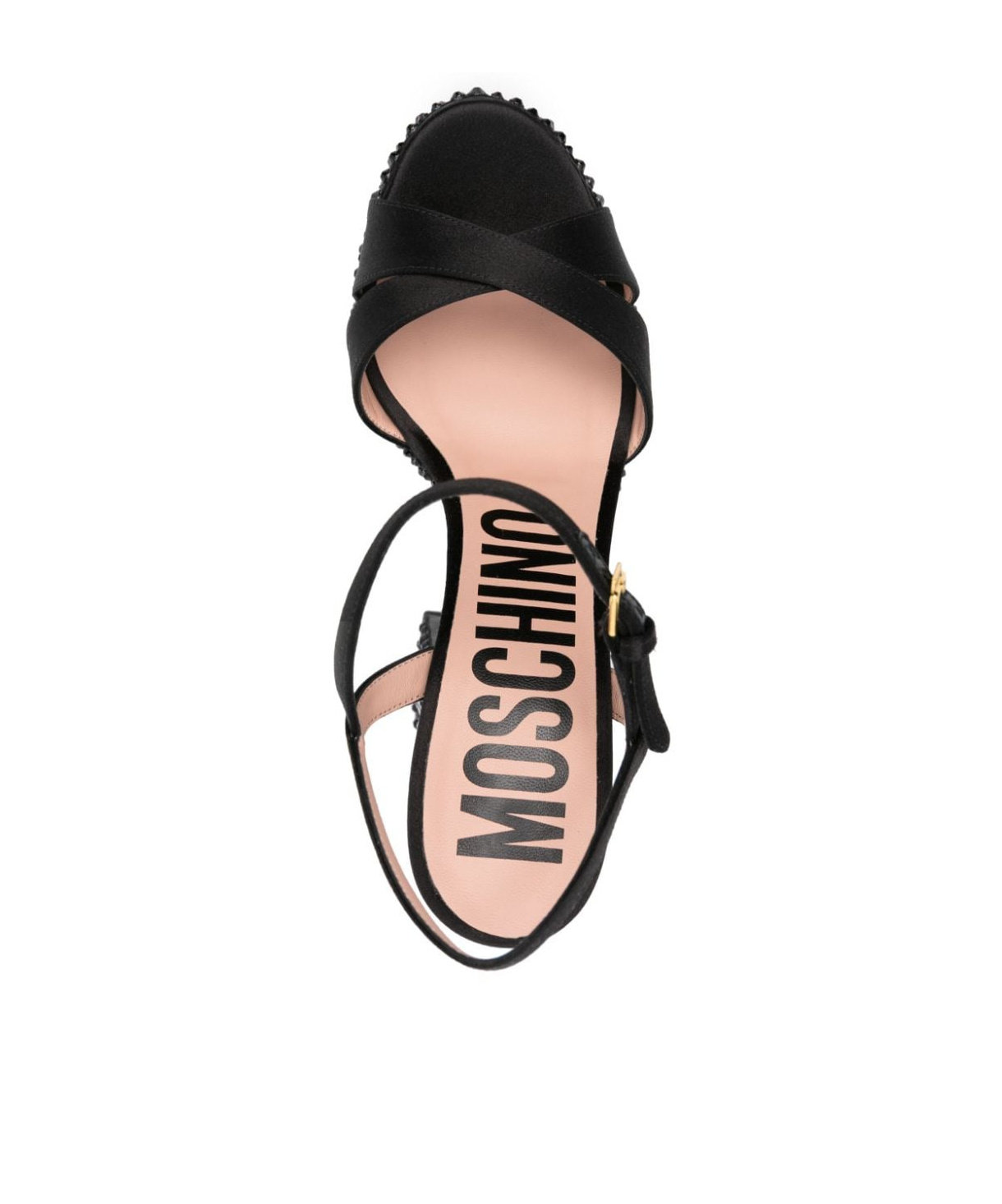 Moschino Crystal Embellished Block Heel Sandals In Black