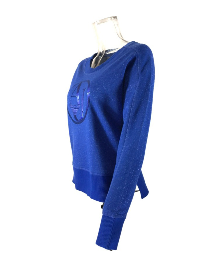 Shop Armani Jeans Round-neck Long-sleeved Sweater In Blue