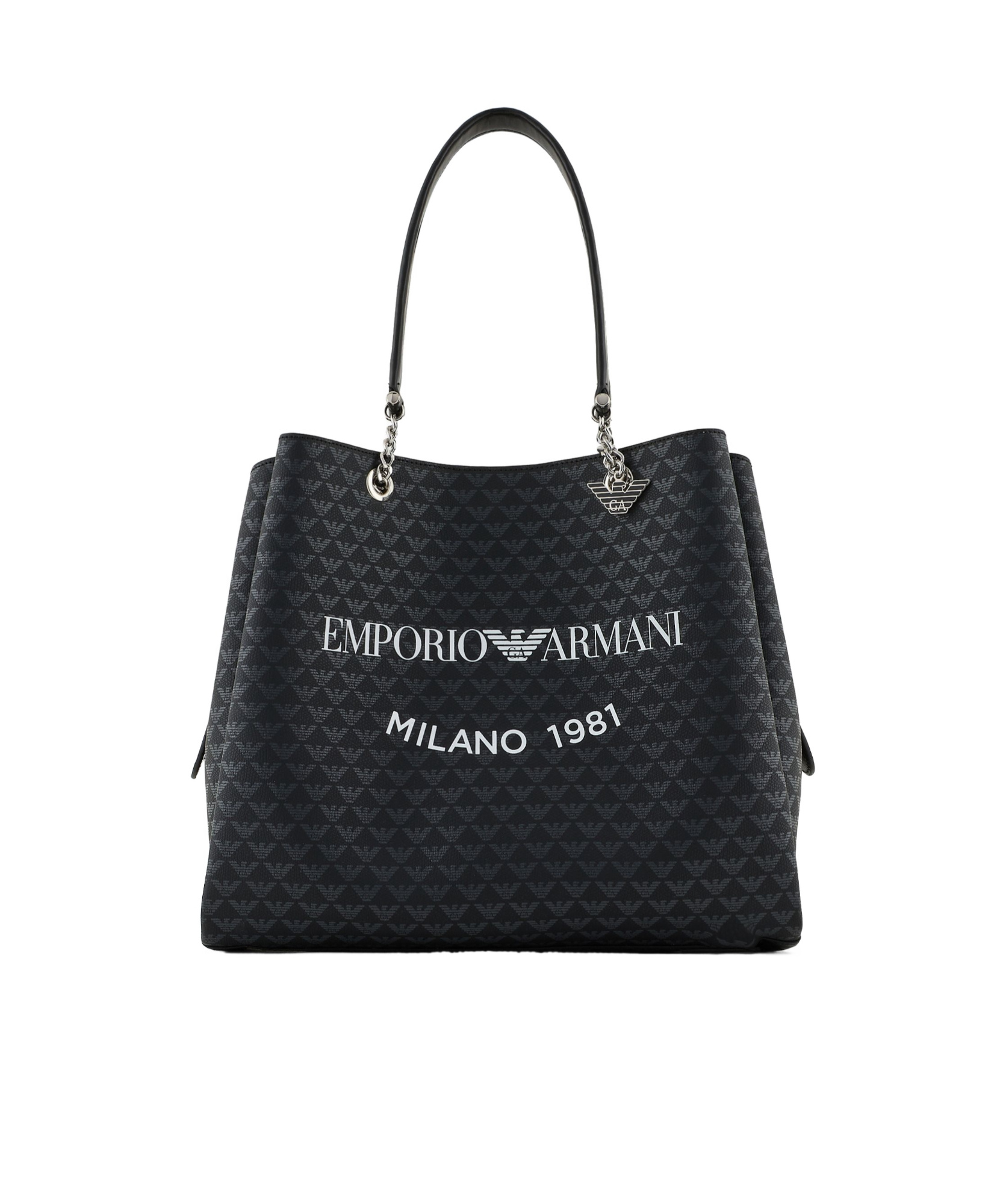 Emporio Armani Eagle Pattern Shoulder Bag In Black