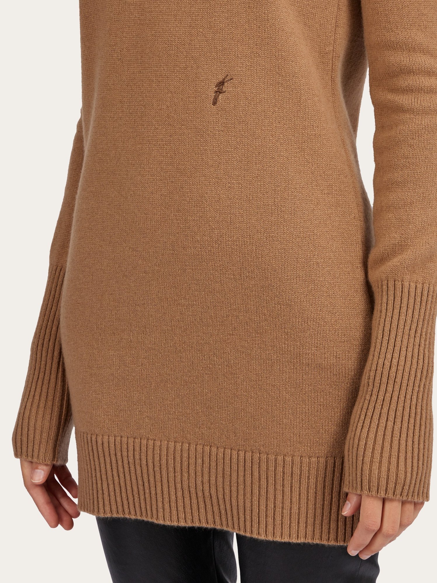 Shop Ferragamo Crewneck Mini Dress In Brown